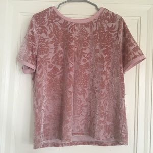 Dusty Rose Velvet-Accent Top in Large